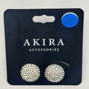 AKIRA Sparkling Silver Dome Earrings